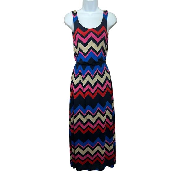 Stella Tweed Maxi Dress Sz 8 Sleeveless Chevron Colorful Lined - Picture 6 of 6